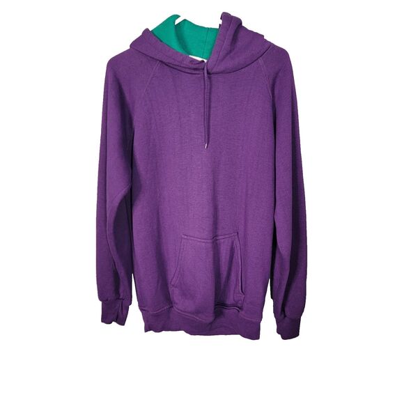 Vintage Macgregor Purple Hoodie Plain Large 26x28 Pullover Pocket Skate Grunge - Picture 1 of 17